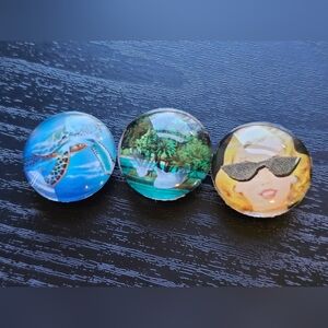 Coriander&cumin Set of Three Handmade Glass Cabachon Magnets Beach Theme